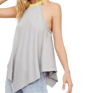 Free People Twin Peaks Tank Top Gray + Yellow SZ M